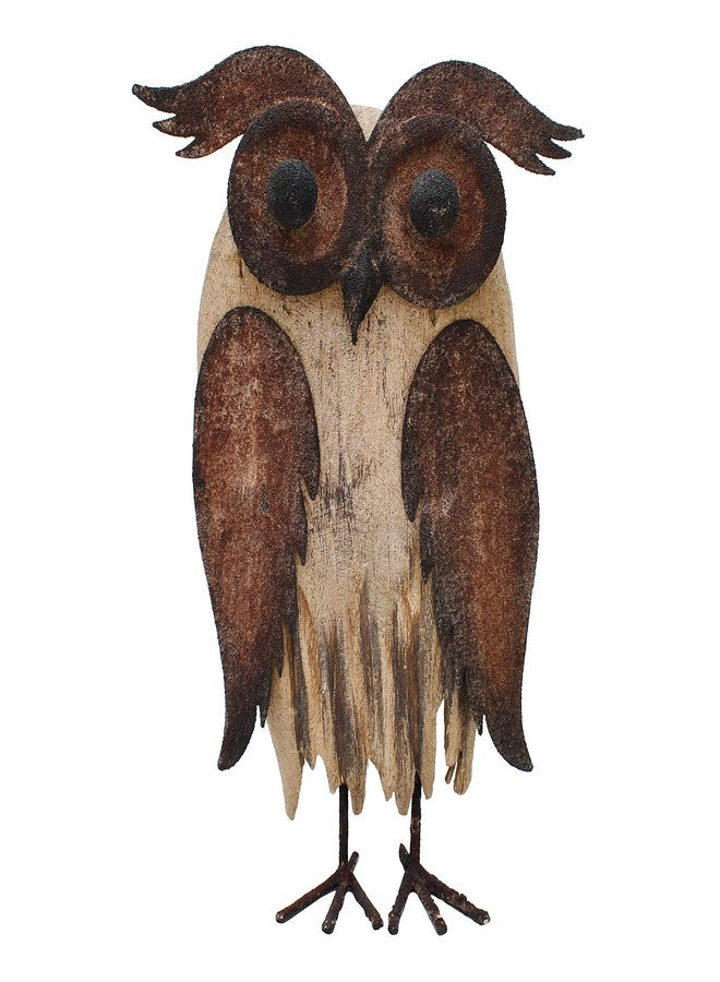 E-view Rustic Owl Figurines Decor Animal Statue for Home - Wooden Stand Owl Sculptures Decorations for Living Room Bedroom - Shelf Decoration Decorative Tabletop Collection (Owl A) - Image 1